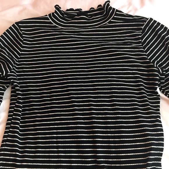 Black & White Striped Mock Neck - Picture 2 of 5